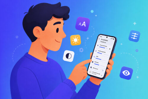 Ilustracion de usuario configurando su smartphone