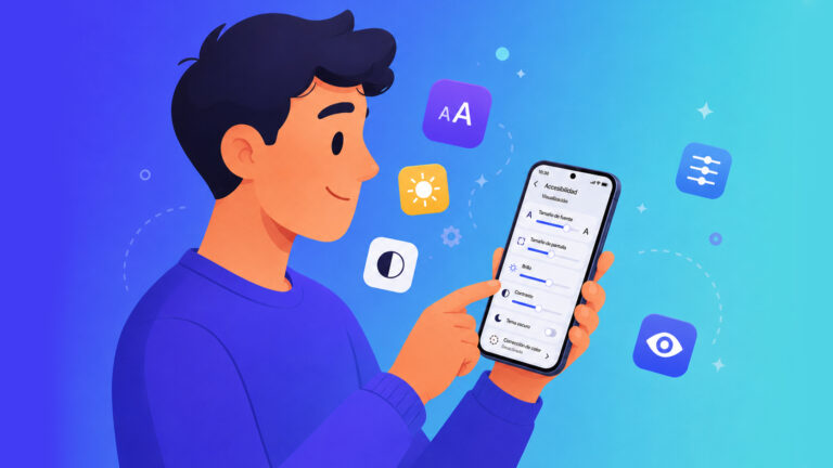 Ilustracion de usuario configurando su smartphone
