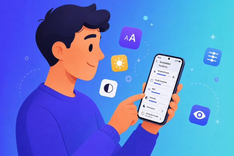 Ilustracion de usuario configurando su smartphone