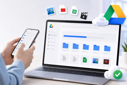 Usuario organizando archivos en Google Drive