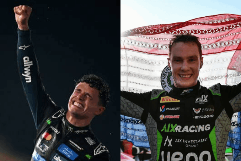 Lando Norris y Joshua Duerksen celebrando