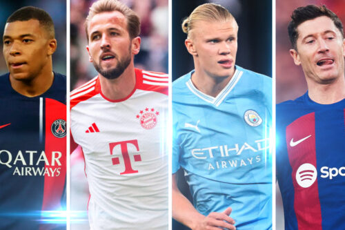 Kylian Mbappe, Harry Kane, Erling Haalang y Robert Lewandosky