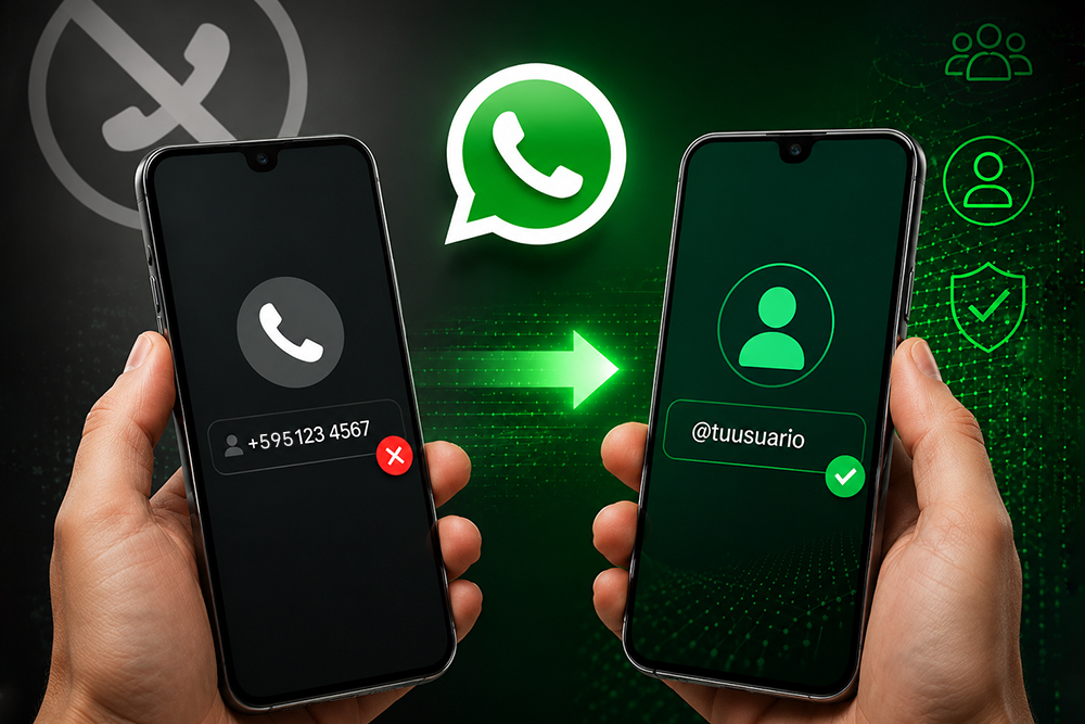 Smartphones con Whatsapp compartiendo contacto