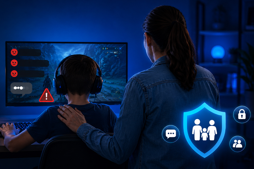 Madre e hijo al frente de un videojuego online