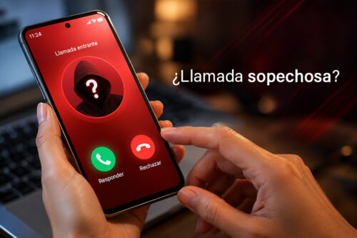 Ilustracion de un telefono recibiendo una llamada sospechosa